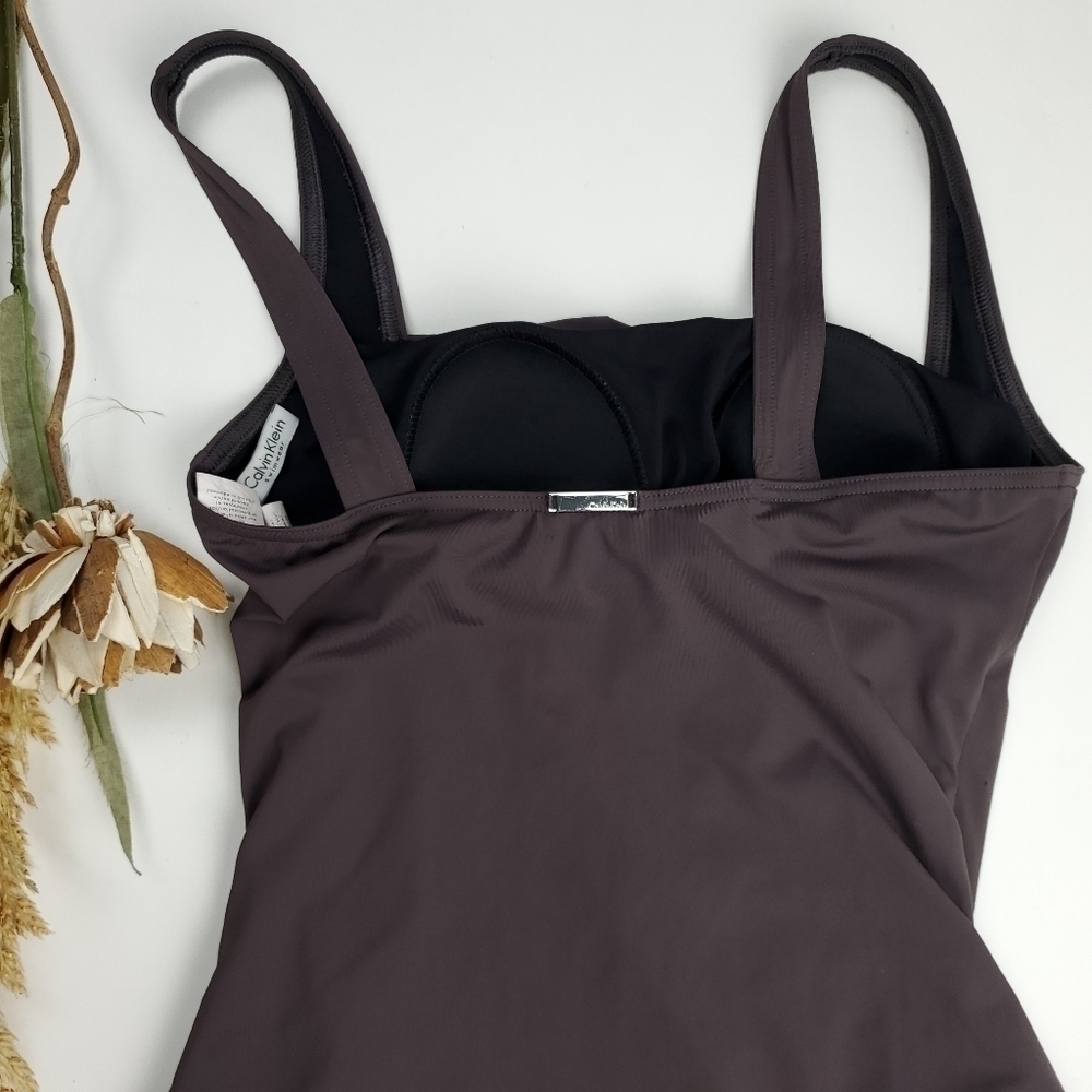Calvin Klein Charcoal Wine One Piece Swimsuit 6 - Picture 9 of 11